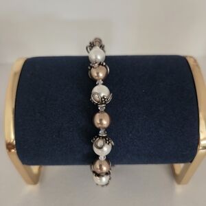Elegant Swarovski Two-tone Pearls Bracelet